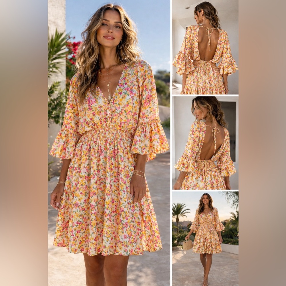 🌺 Oddi Floral Satin Ruffle Dress